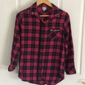 Hot pink & black flannel shirt